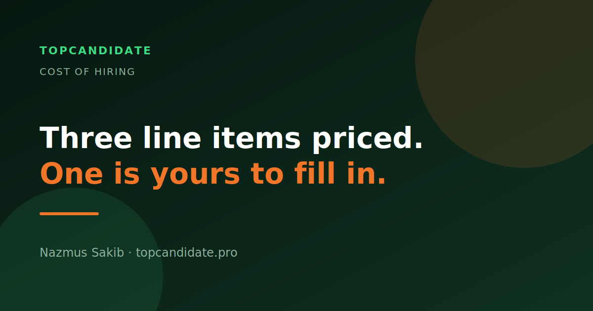 A stage-by-stage hiring time model with each line traced to a published source